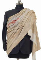 Beige Colour Jamawar Embroidery Shawl