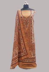 Brown colour woollen salwar kameez With Stole All Over Kaani Print