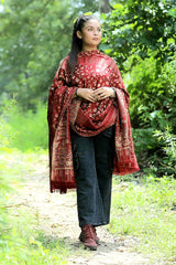 Maroon colour shawl - CraftKashmir