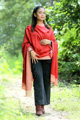 Red colour shawl - CraftKashmir