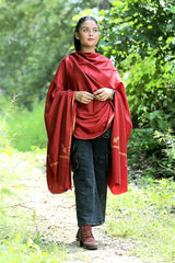 Maroon colour shawl - CraftKashmir