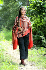 Orange colour shawl - CraftKashmir