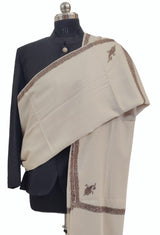 Beige Colour Mens Border Sozni shawl