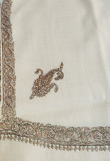 Beige Colour Mens Border Sozni shawl