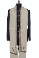 Beige Colour Mens Border Sozni shawl