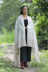 White colour shawl - CraftKashmir