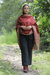 Maroon colour shawl - CraftKashmir