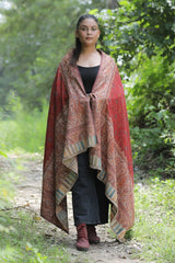 Maroon colour shawl - CraftKashmir