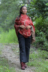 Maroon colour shawl - CraftKashmir