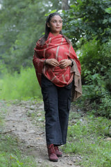 Maroon colour shawl - CraftKashmir