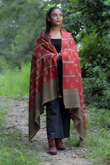 Maroon colour shawl - CraftKashmir