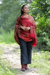 Maroon colour shawl - CraftKashmir