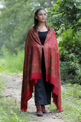 Maroon colour shawl - CraftKashmir