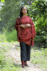 Maroon colour shawl - CraftKashmir