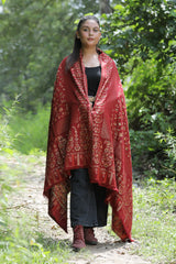 Maroon colour shawl - CraftKashmir