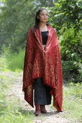 Maroon colour shawl - CraftKashmir