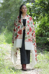 White colour shawl - CraftKashmir