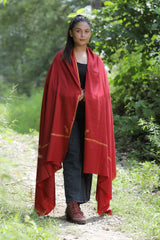 Maroon colour shawl - CraftKashmir