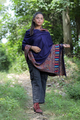 Blue colour shawl - CraftKashmir