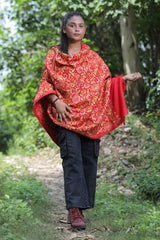 Red colour shawl - CraftKashmir
