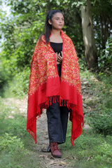 Red colour shawl - CraftKashmir