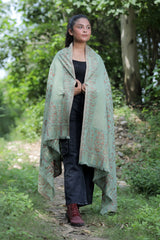 Green colour shawl - CraftKashmir