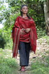 Red colour shawl - CraftKashmir