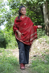 Red colour shawl - CraftKashmir