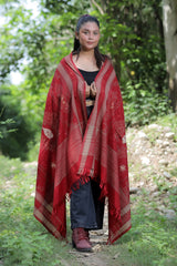 Red colour shawl - CraftKashmir