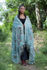 Blue colour shawl - CraftKashmir