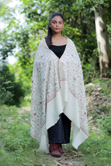 White colour shawl - CraftKashmir