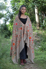 Beige colour shawl - CraftKashmir