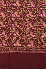 Maroon colour shawl - CraftKashmir