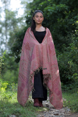 Pink colour shawl - CraftKashmir
