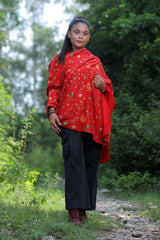 Red colour shawl - CraftKashmir