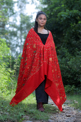 Red colour shawl - CraftKashmir