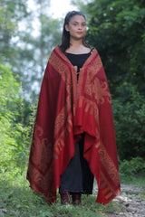 Maroon colour shawl - CraftKashmir