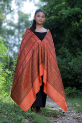 Orange colour shawl - CraftKashmir