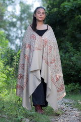Beige colour shawl - CraftKashmir