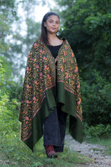 Green colour shawl - CraftKashmir