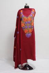 Maroon colour salwar kameez - CraftKashmir