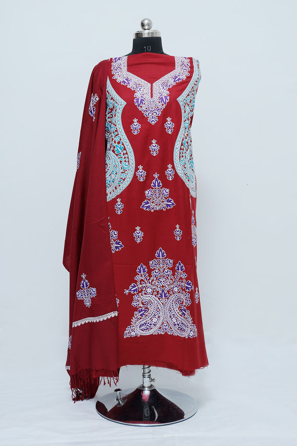 Maroon colour salwar kameez - CraftKashmir