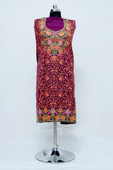 Wine colour salwar kameez - CraftKashmir