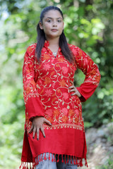 Red colour kurti - CraftKashmir