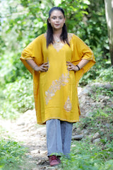 Yellow colour kaftan - CraftKashmir