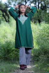 Green colour kurti - CraftKashmir