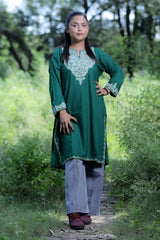 Green colour kurti - CraftKashmir