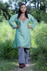 Green colour kurti - CraftKashmir