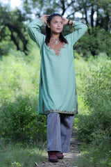 Green colour kurti - CraftKashmir