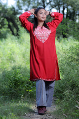 Red colour kurti - CraftKashmir